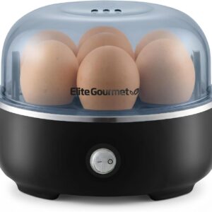 Elite Gourmet EGC115B Easy Egg Cooker Electric 7-Egg Capacity, Soft, Medium, Hard-Boiled Egg Cooker with Auto Shut-Off, Measuring Cup Included, BPA Free, Classic Black