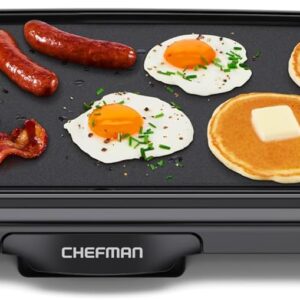 Chefman XL Electric Griddle with Removable Temperature Control, Immersible Flat Top Grill, Burger, Eggs, Pancake Griddle, Nonstick Extra Large Cooking Surface, Slide Out Drip Tray, 10 x 20 Inch