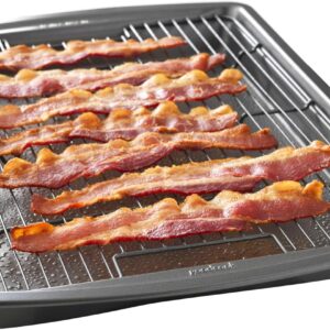 GoodCook 15” x 10.5” Nonstick Carbon Steel Baking Pan & Raised Wire Rack – Pizza Crisper, Crispy Bacon, Multipurpose Cooking Sheet Pan, Cooling Rack, Kitchen Cookware Set, Dishwasher Safe